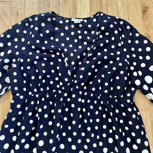 BODEN esmeralda beach kaftan pom pom navy white polka dot size 16 - Picture 4 of 10